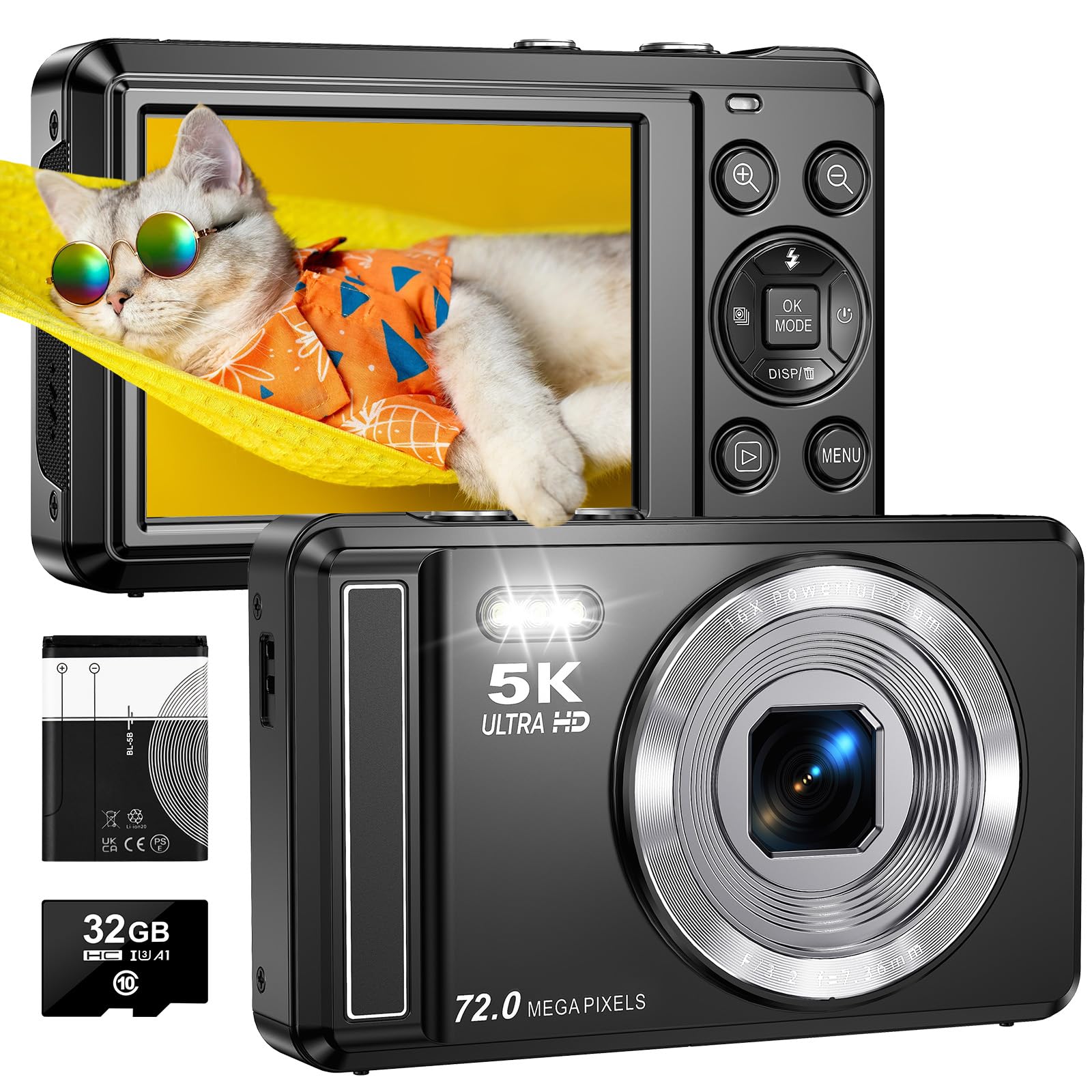 Amazon | デジカメ 5K 7200万画素 AFオートフォーカス デジタルカメラ